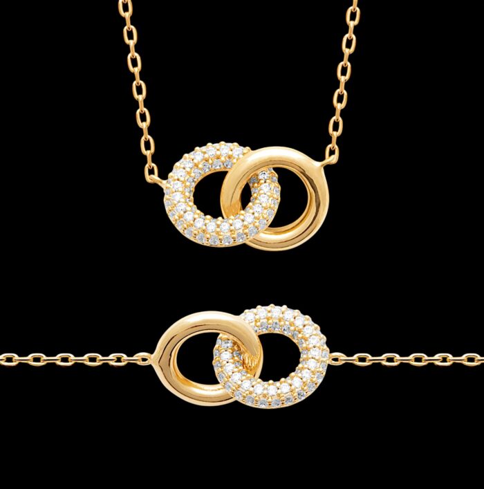 Collier "Duoéa" – Oxydes de zirconium - Plaqué or – Image 2