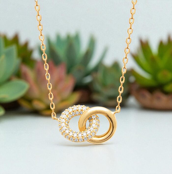 Collier "Duoéa" – Oxydes de zirconium - Plaqué or – Image 3