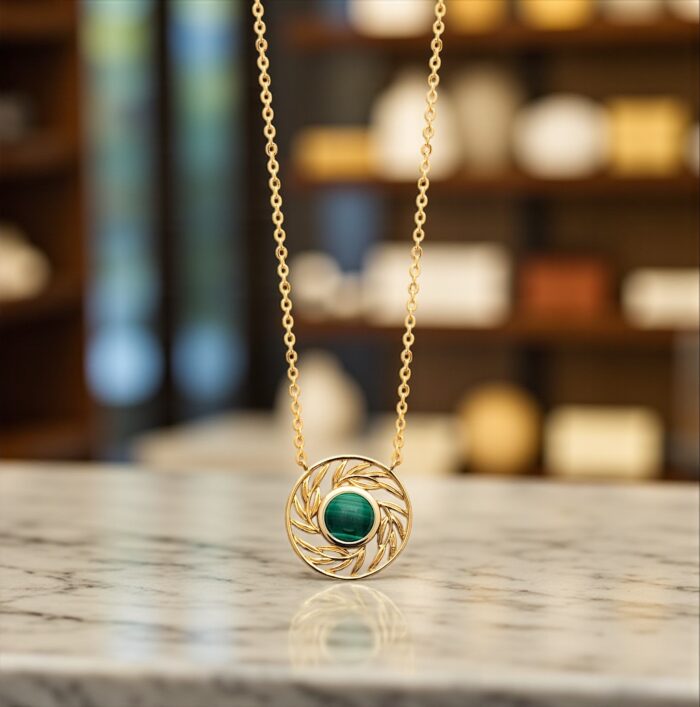 Collier "Sève" - Malachite - Plaqué or – Image 3