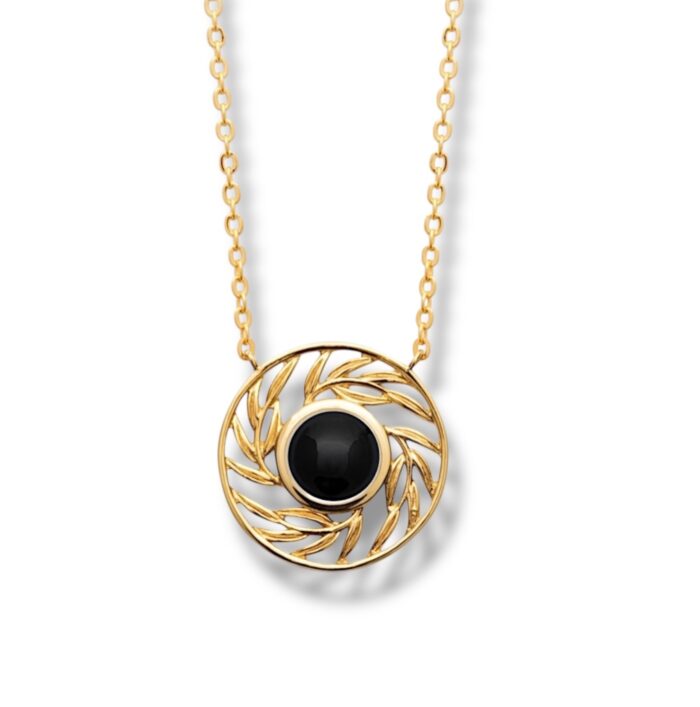 Collier "Aurum" - Agate noire – Plaqué or