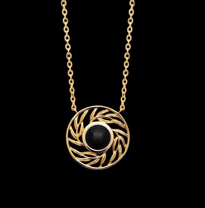 Collier "Aurum" - Agate noire – Plaqué or – Image 2