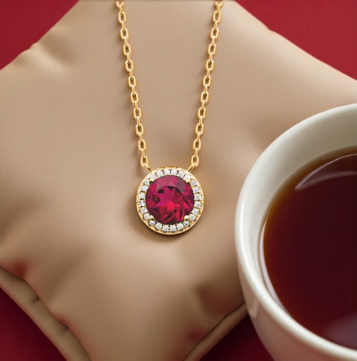 Collier "Ruboria" - Oxydes de zirconium - Plaqué or – Image 3