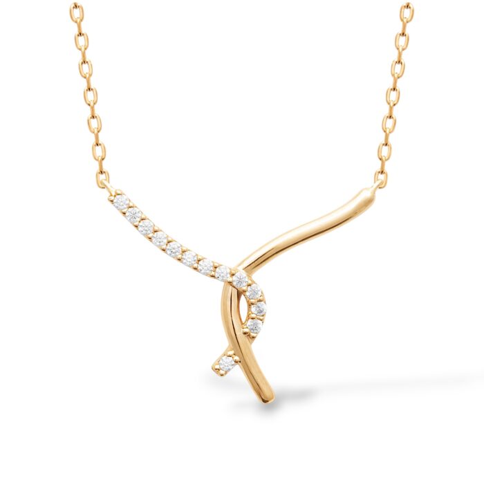 Collier "Virgulis" - Oxydes de zirconium - Plaqué or