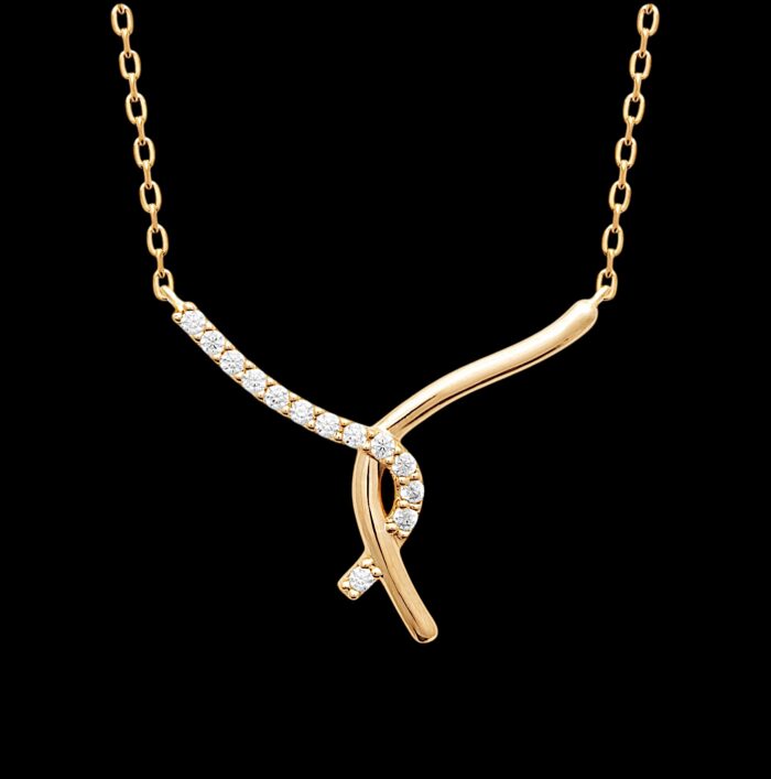 Collier "Virgulis" - Oxydes de zirconium - Plaqué or – Image 2