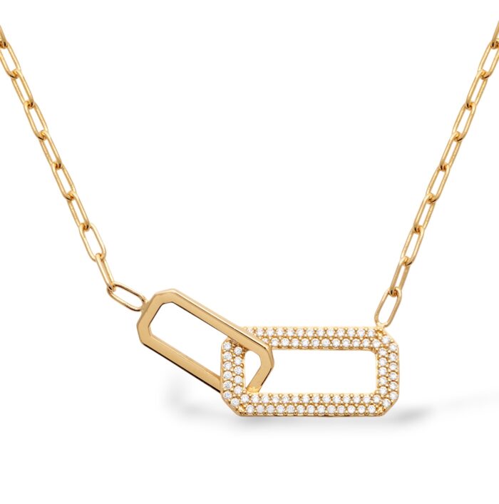 Collier "Cadélia" - Oxydes de zirconium - Plaqué or