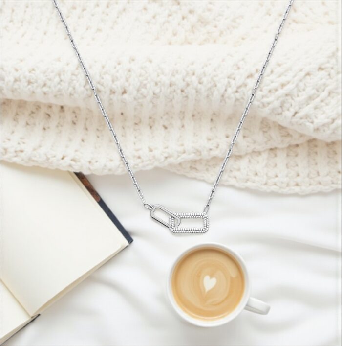 Collier "Cadélia” – Oxydes de zirconium – Argent rhodié – Image 3