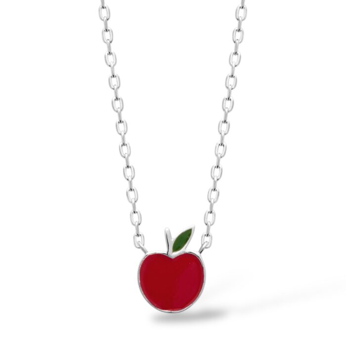 Collier "C2" POMME – Laque vert et rouge – Argent rhodié