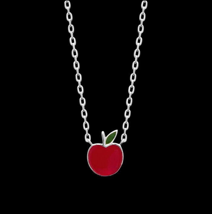 Collier "C2" POMME – Laque vert et rouge – Argent rhodié – Image 2