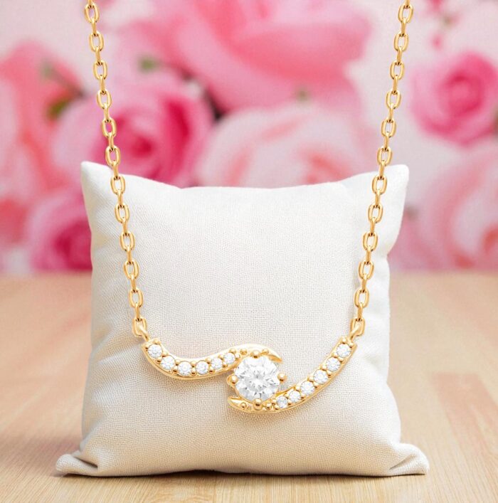 Collier "Doris" – Oxydes de zirconium - Plaqué or – Image 3