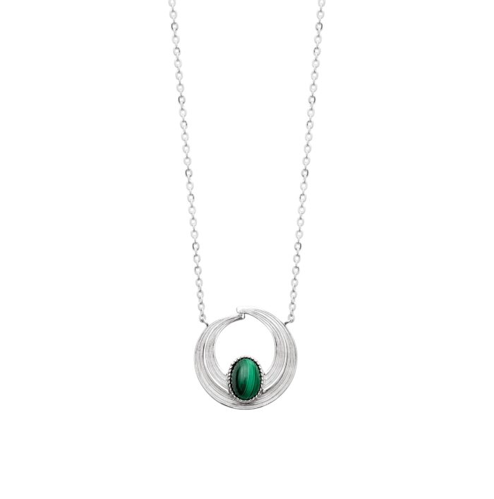 Collier "Aether" - Malachite – Argent rhodié
