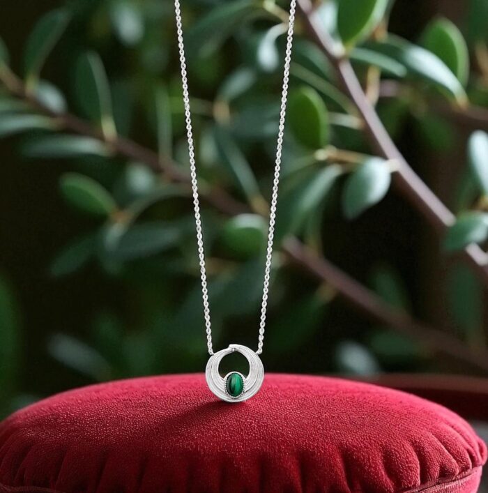 Collier "Aether" - Malachite – Argent rhodié – Image 3
