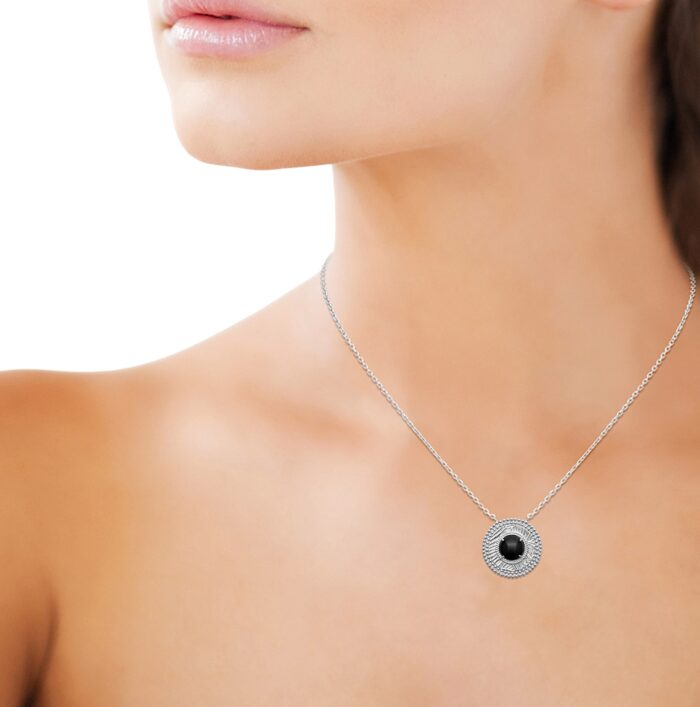 Collier "Mystique" - Agate noire - Argent rhodié – Image 4