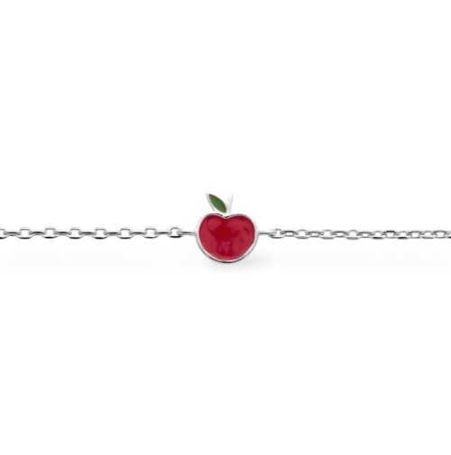 Bracelet "C3" pomme - Laque rouge et vert - Argent rhodié