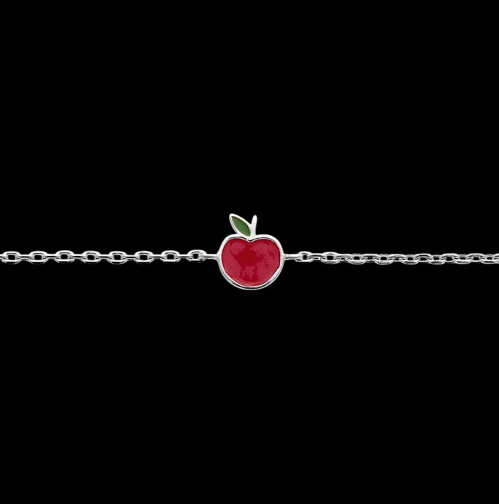 Bracelet "C3" pomme - Laque rouge et vert - Argent rhodié – Image 2