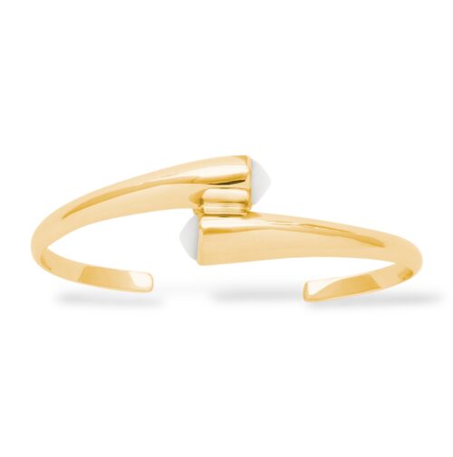 Bracelet jonc  "X2BR" - Nacre - Plaqué or