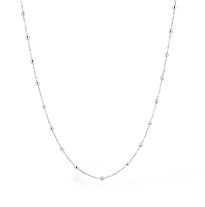 Chaîne de cou - Maille forçat boule - Argent rhodié