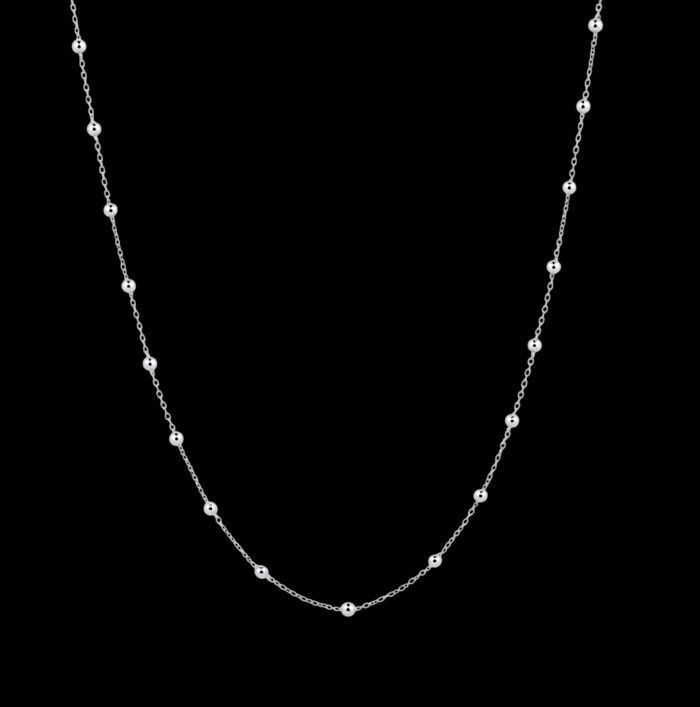 Chaîne de cou - Maille forçat boule - Argent rhodié – Image 2