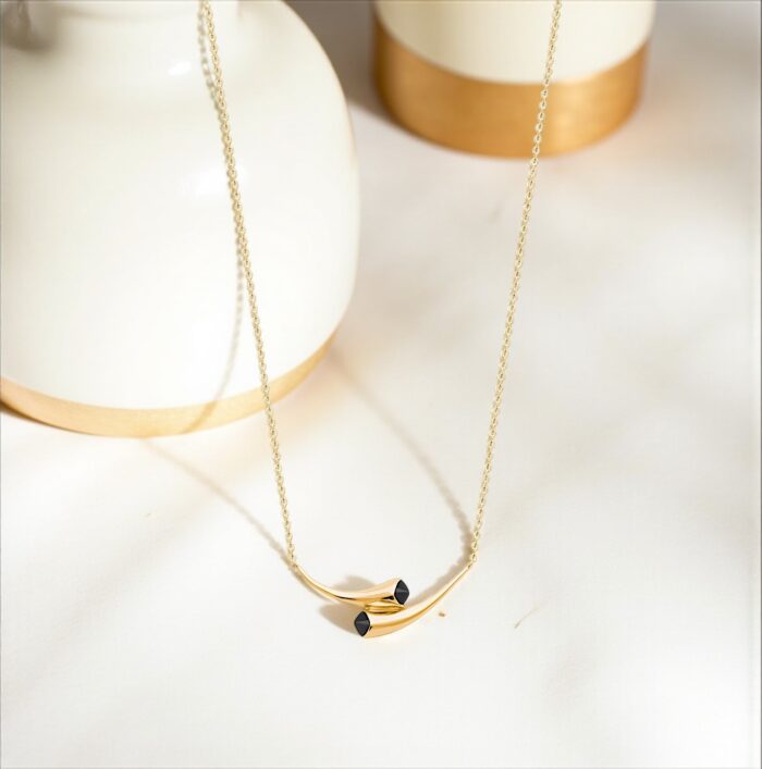 Collier "X1" - Agate noire - Plaqué or – Image 3