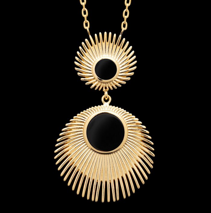 Collier "Héliara" - Agate noire - Plaqué or – Image 2