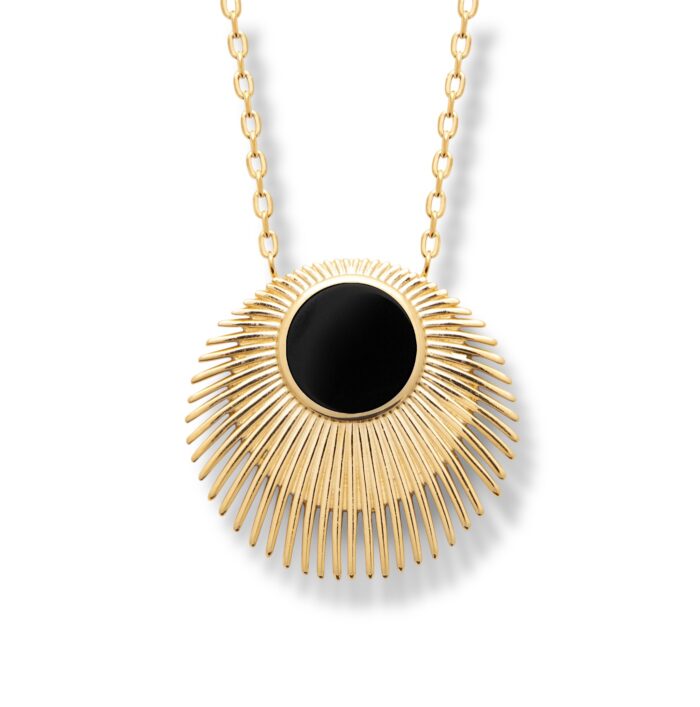 Collier "Orixa" - Agate noire - Plaqué or
