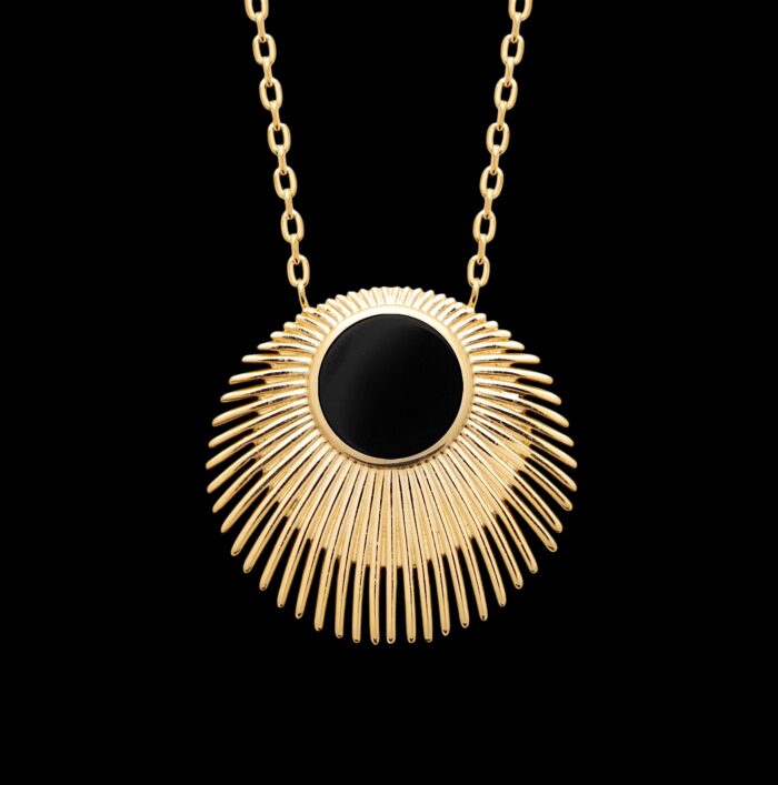 Collier "Orixa" - Agate noire - Plaqué or – Image 2