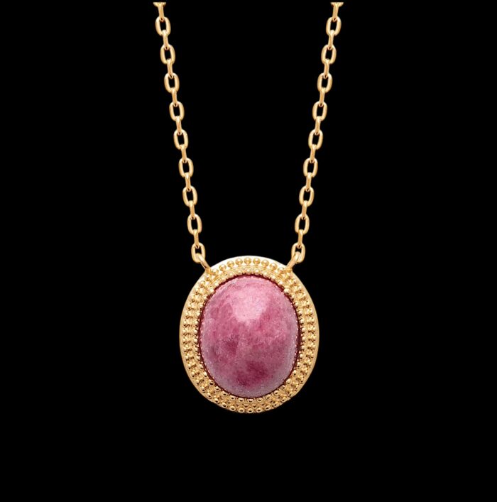 Collier "Rosélis" - Rhodonite - Plaqué or – Image 2
