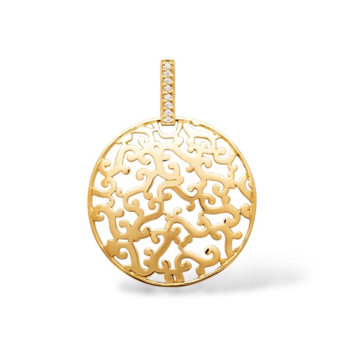 Pendentif "Théalis" - Oxydes de zirconium - Plaqué or