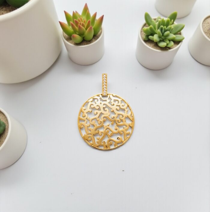 Pendentif "Théalis" - Oxydes de zirconium - Plaqué or – Image 3