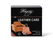 Crème Hagerty Leather Care avec éponge applicatrice pour entretien du cuir, idéale pour nettoyer, nourrir, protéger et faire briller sacs, canapés et accessoires en cuir.