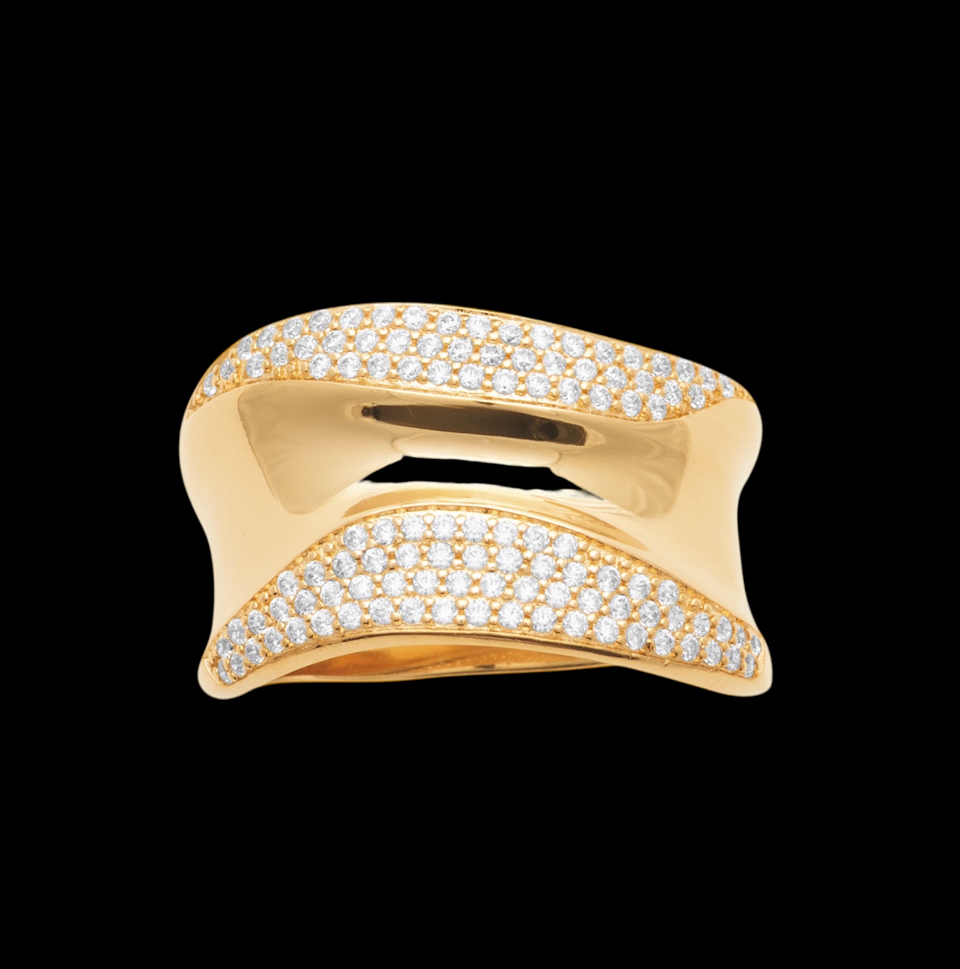 Bague "Opulence" – Oxydes de zirconium – Plaqué or – Image 2