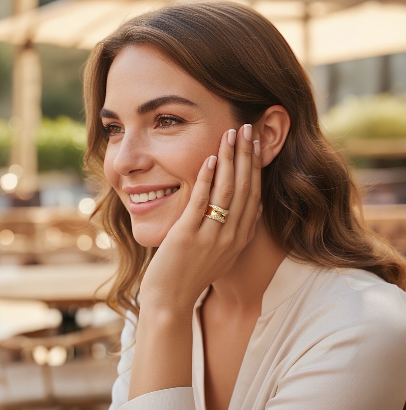 Bague "Opulence" – Oxydes de zirconium – Plaqué or – Image 4