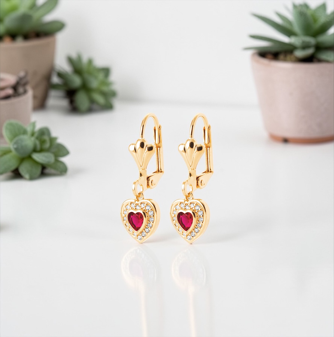 Boucles d'oreilles "Passion" - Oxydes de zirconium - Plaqué or – Image 2