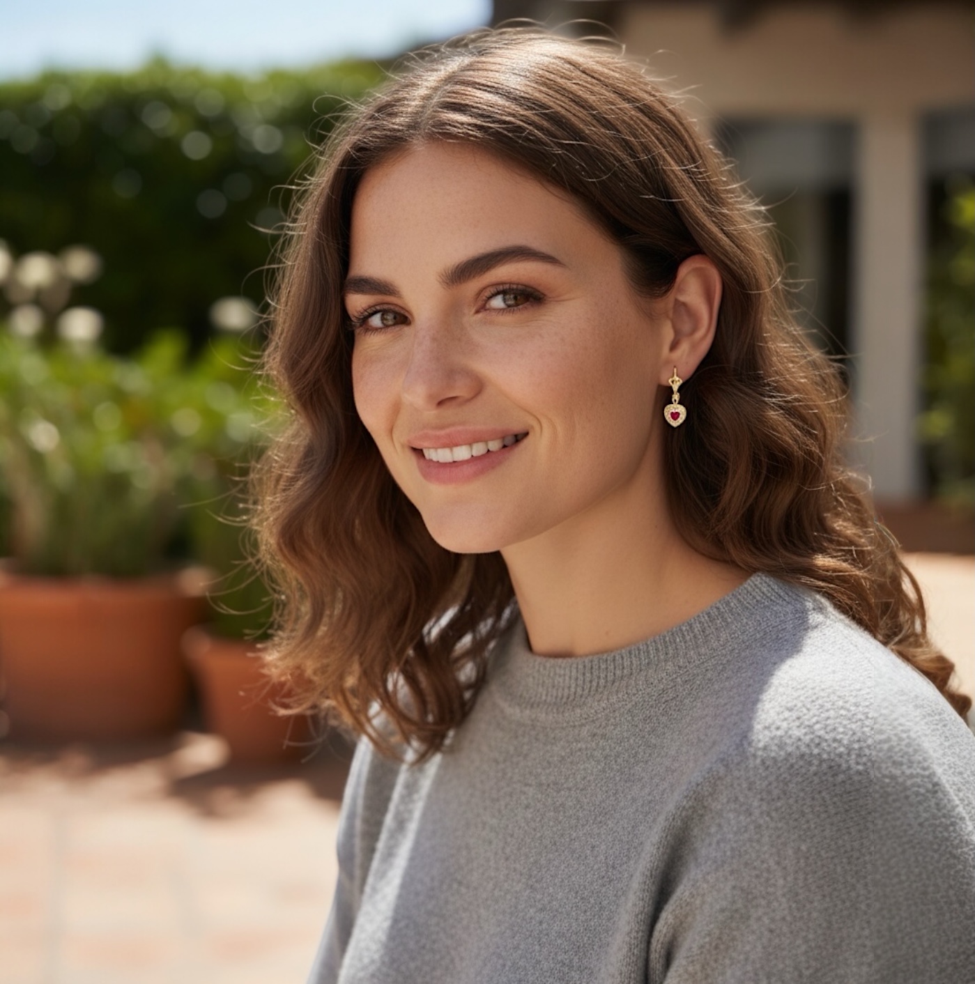 Boucles d'oreilles "Passion" - Oxydes de zirconium - Plaqué or – Image 3