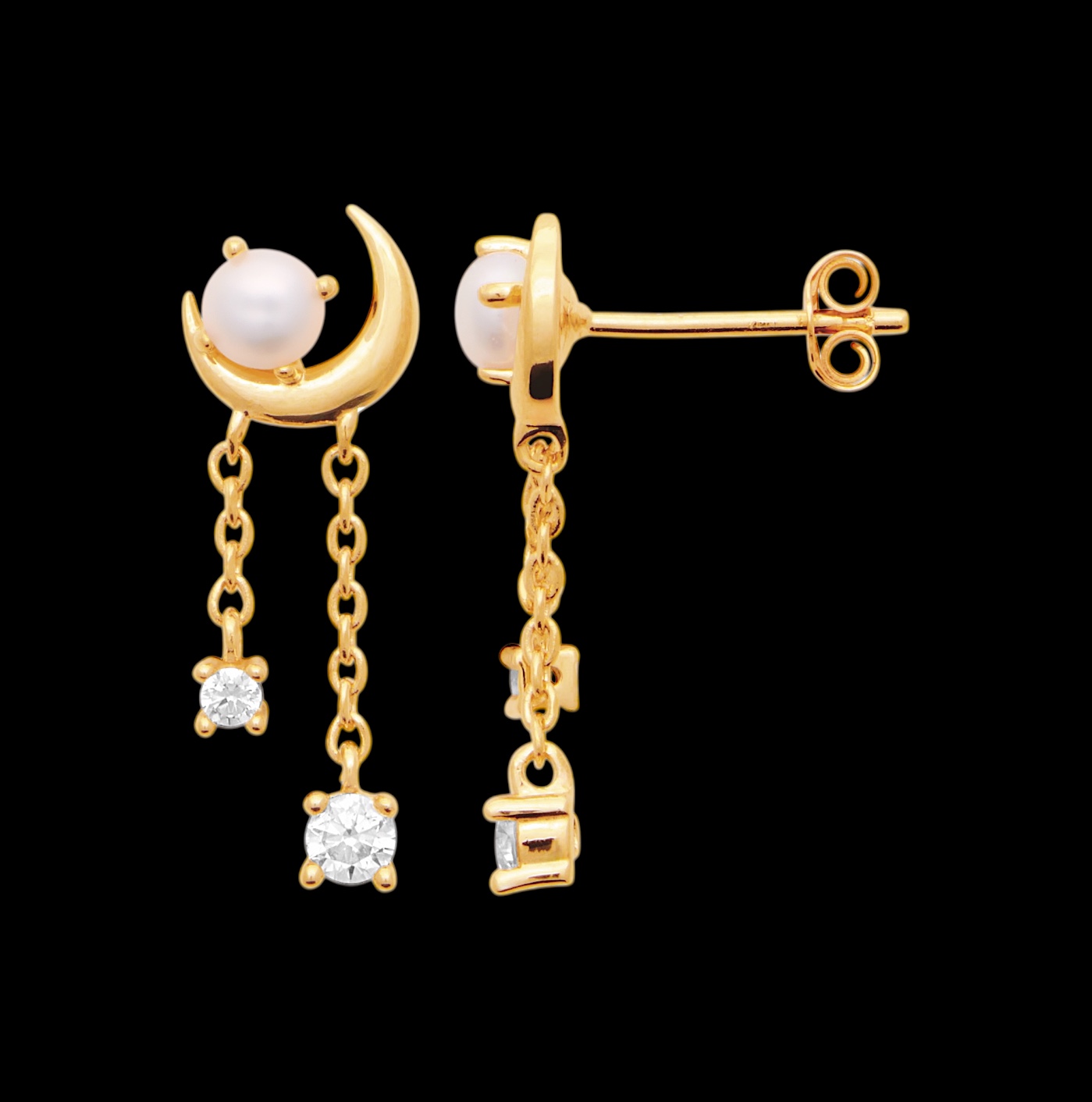 Boucles d'oreilles "Auralune" - Perle de culture - Plaqué or – Image 2