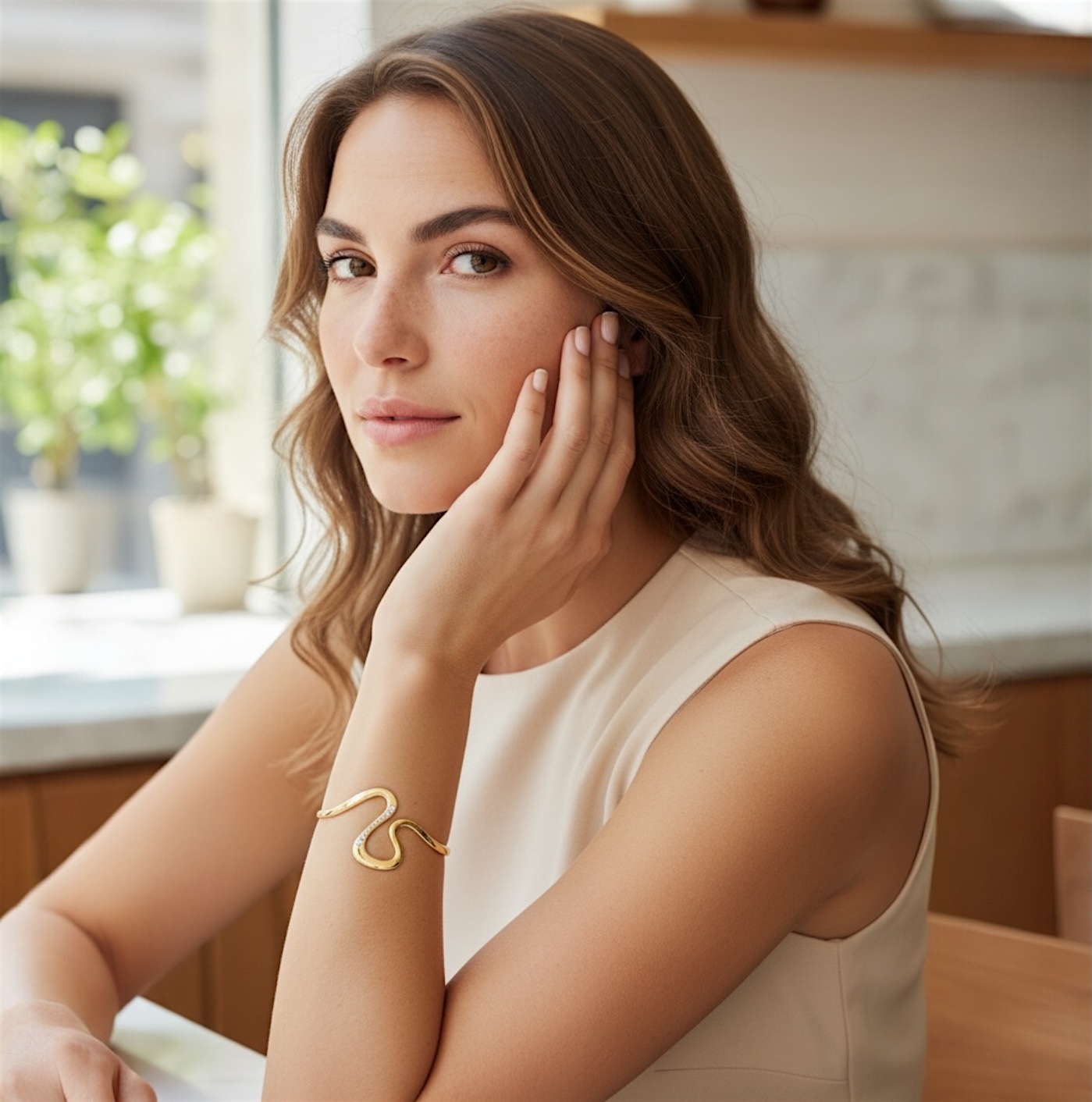 Bracelet jonc "Sublia" – Oxydes de zirconium - Plaqué or – Image 4