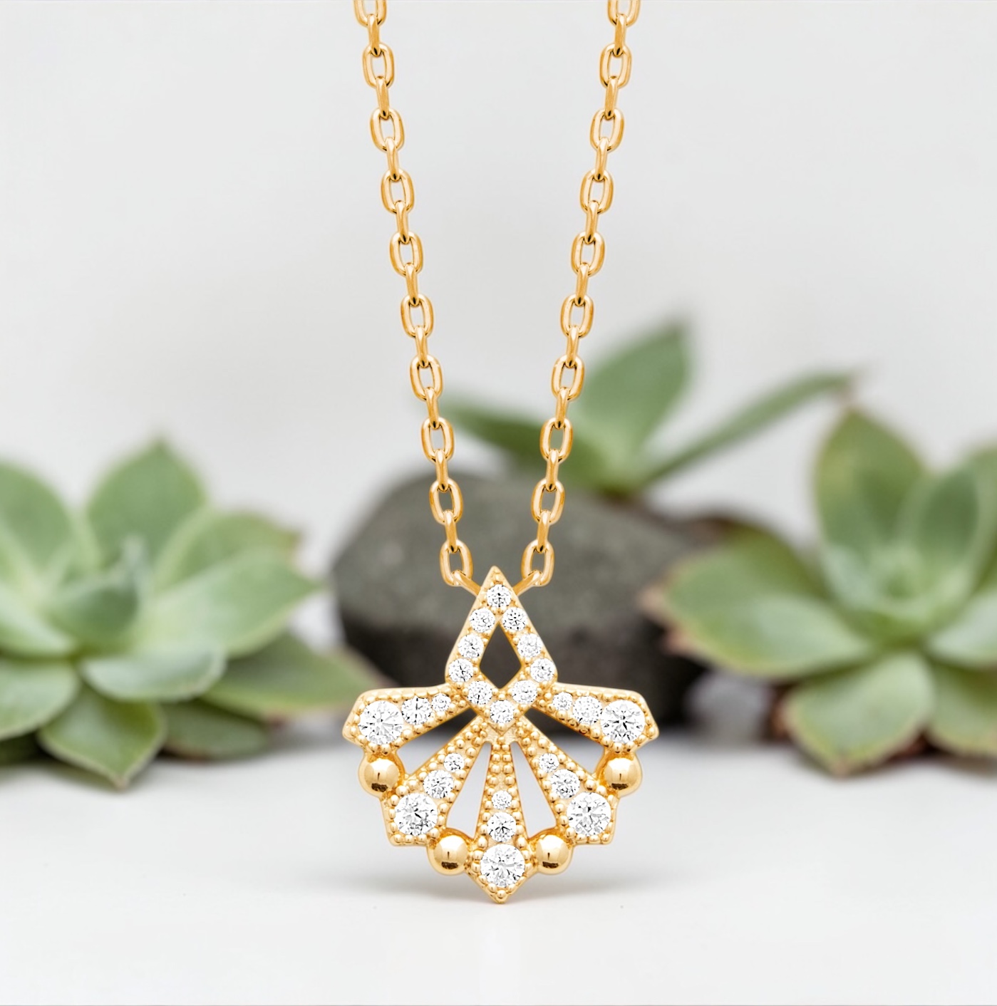 Collier "Luméa" - Oxydes de zirconium - Plaqué or – Image 2