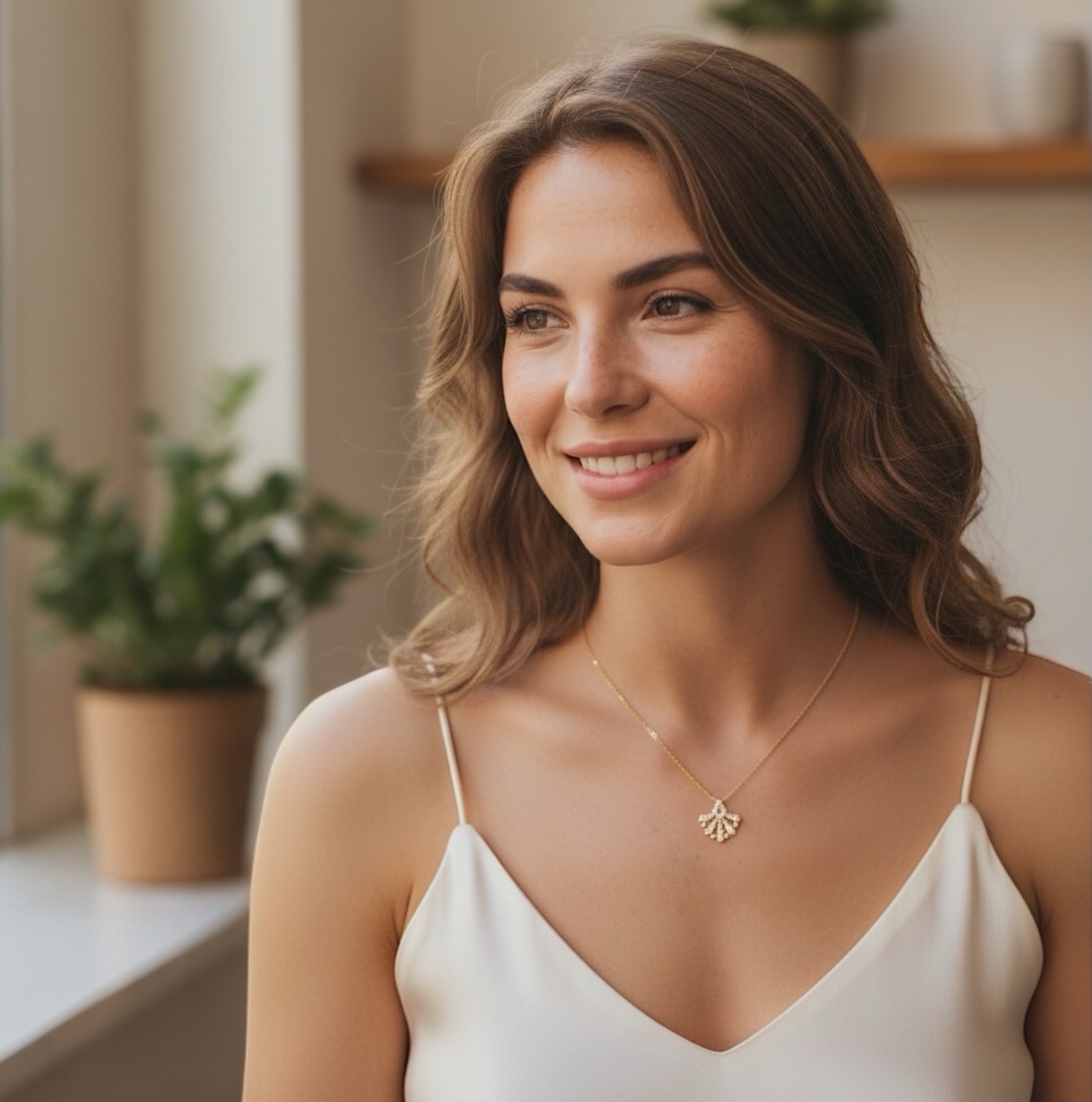 Collier "Luméa" - Oxydes de zirconium - Plaqué or – Image 3