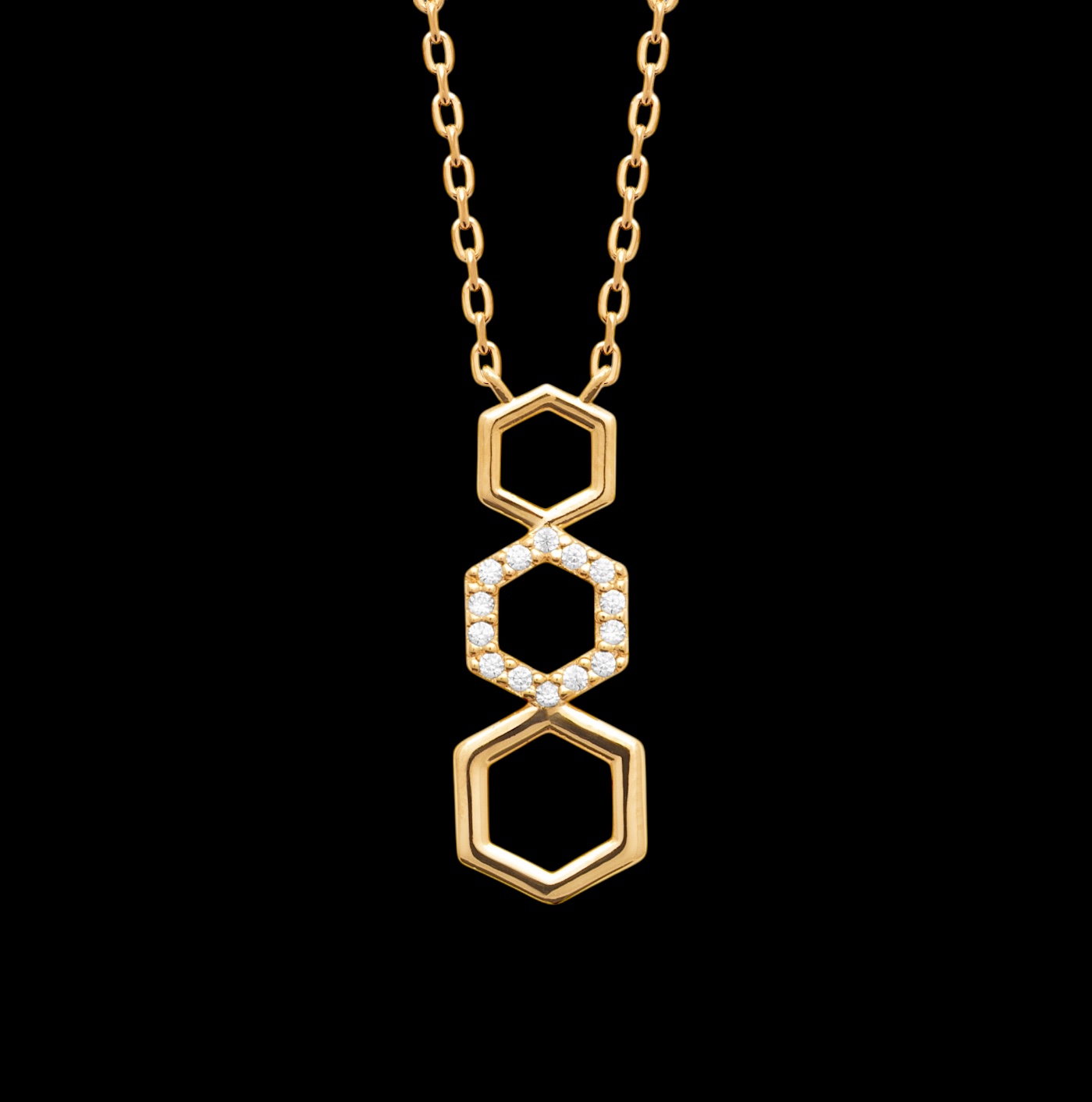 Collier "Hexalya" - Oxydes de zirconium - Plaqué or – Image 2