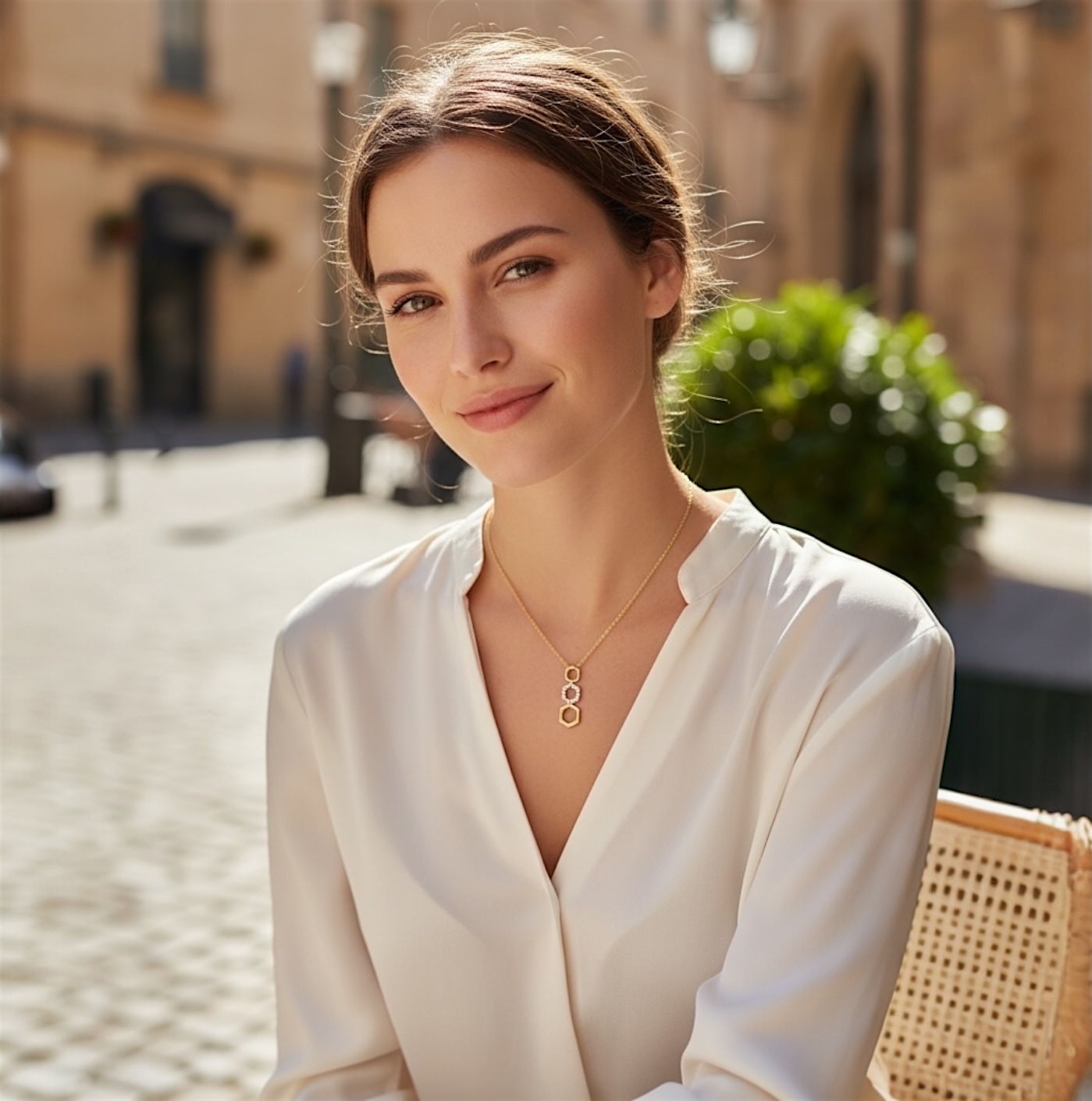 Collier "Hexalya" - Oxydes de zirconium - Plaqué or – Image 4