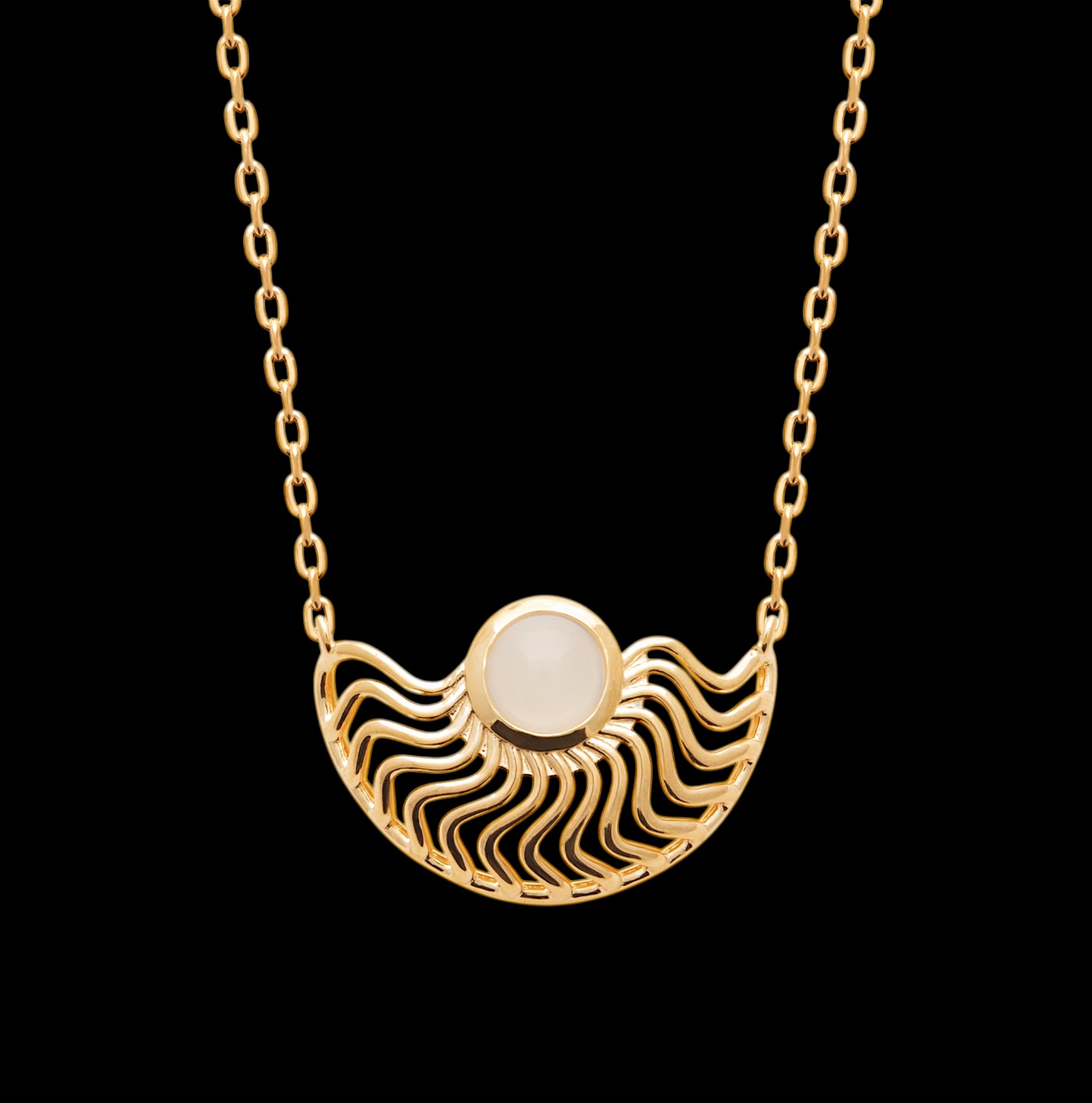 Collier "Orluna" - Pierre de lune - Plaqué or – Image 2