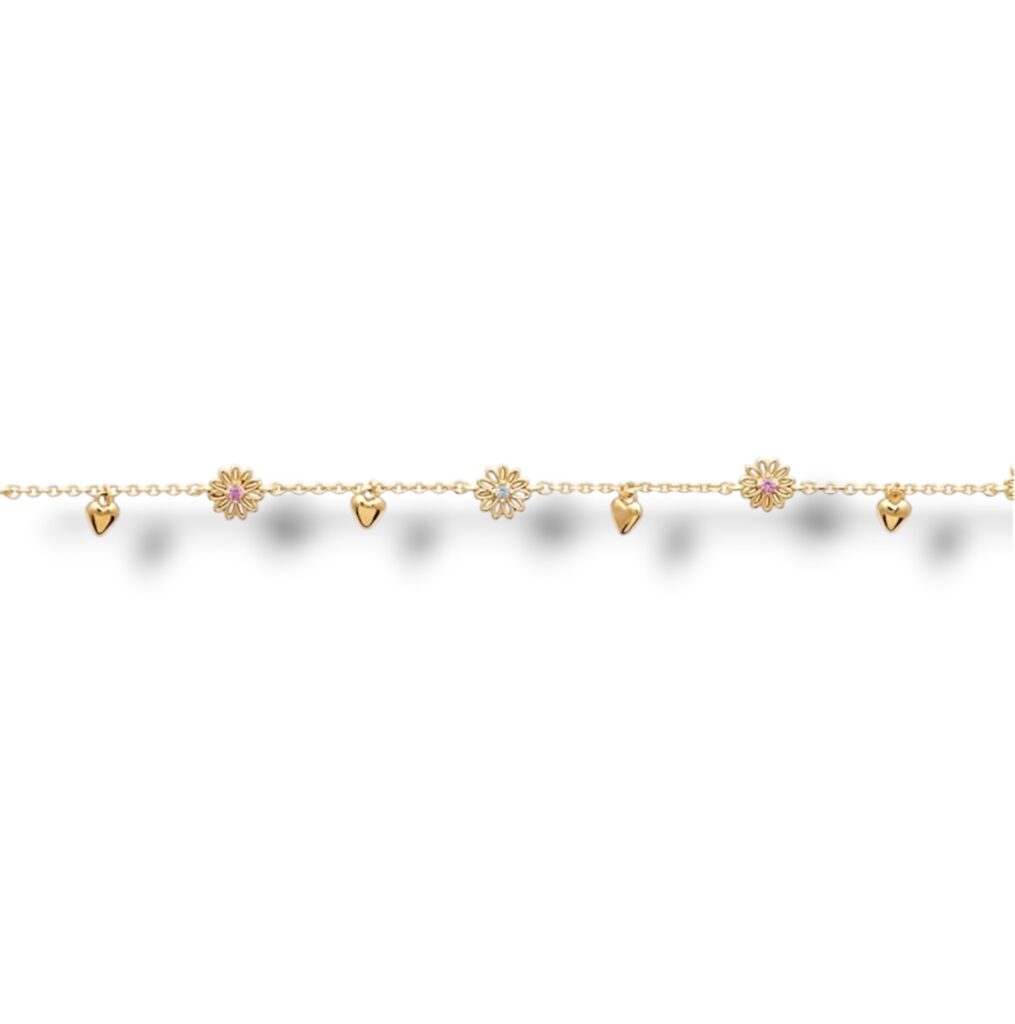 Bracelet Fleurélia Plaqué or fleur coeur